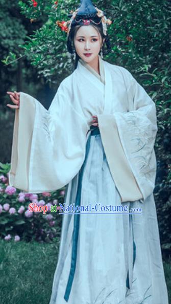 Traditional Chinese Jin Dynasty Embroidered Hanfu Dress Ancient Drama Imperial Consort Historical Costume for Women