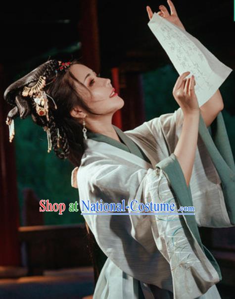 Traditional Chinese Jin Dynasty Embroidered Hanfu Dress Ancient Drama Imperial Consort Historical Costume for Women