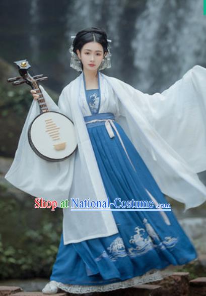 Traditional Chinese Tang Dynasty Imperial Consort Embroidered Hanfu Dress Ancient Drama Courtesan Historical Costume for Women