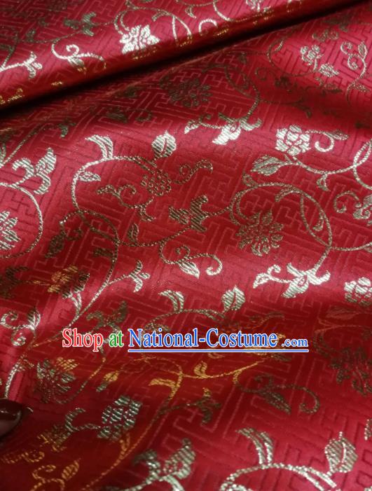 Asian Chinese Classical Timbo Pattern Design Red Brocade Fabric Traditional Tang Suit Satin Drapery Silk Material