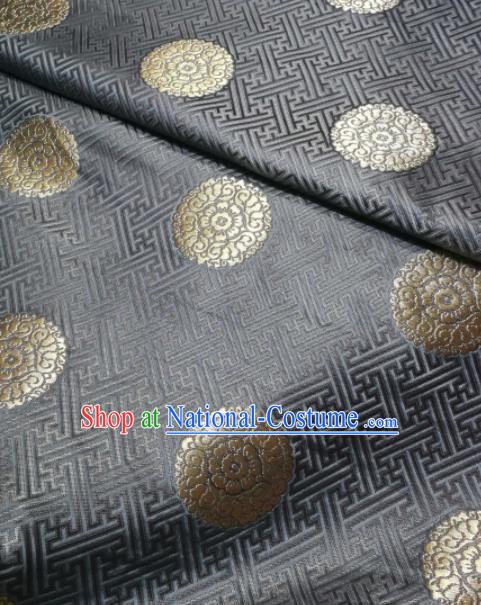 Asian Chinese Classical Longevity Pattern Design Grey Brocade Fabric Traditional Tang Suit Satin Drapery Silk Material