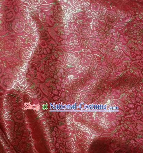 Asian Chinese Classical Pattern Design Red Brocade Fabric Traditional Tang Suit Satin Drapery Silk Material