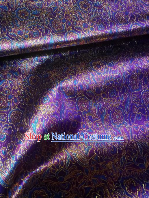 Asian Chinese Classical Pattern Design Purple Brocade Fabric Traditional Tang Suit Satin Drapery Silk Material