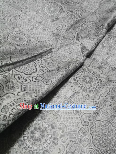 Asian Chinese Classical Pattern Design Argent Brocade Fabric Traditional Tang Suit Satin Drapery Silk Material