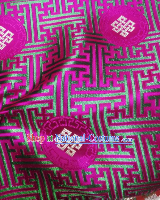 Asian Chinese Classical Lucky Knots Pattern Design Rosy Brocade Fabric Traditional Tang Suit Satin Drapery Silk Material