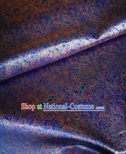 Asian Chinese Classical Royal Pattern Design Violet Brocade Fabric Traditional Tang Suit Satin Drapery Silk Material