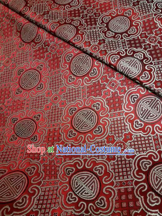 Asian Chinese Royal Pattern Design Red Brocade Fabric Traditional Tang Suit Satin Classical Drapery Silk Material