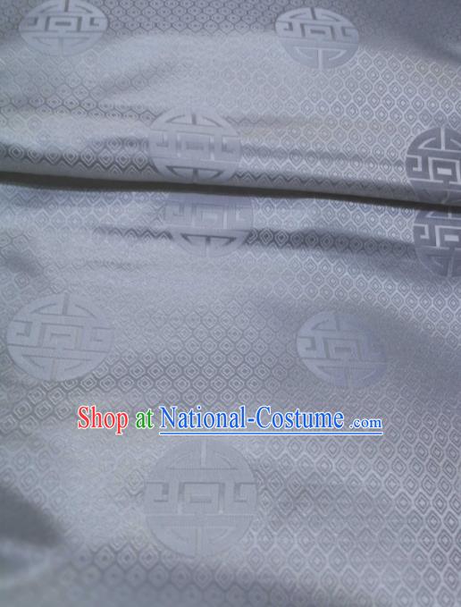 Asian Chinese Satin Classical Pattern Design Grey Brocade Mongolian Robe Fabric Traditional Drapery Silk Material