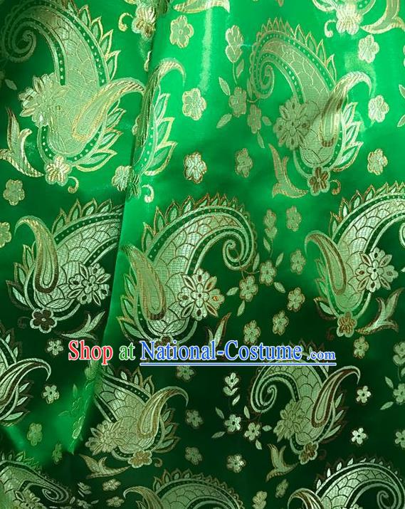 Asian Chinese Cheongsam Green Satin Classical Dragon Scales Pattern Design Brocade Fabric Traditional Drapery Silk Material