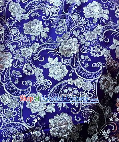 Asian Chinese Cheongsam Royalblue Satin Classical Dragon Scales Pattern Design Brocade Fabric Traditional Drapery Silk Material