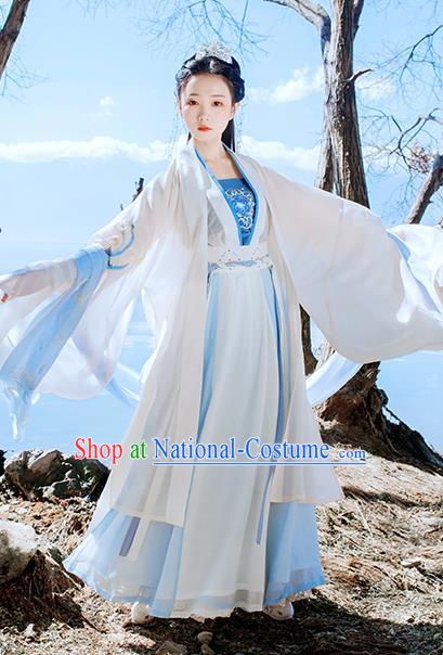 Traditional Chinese Ancient Embroidered Historical Costume Ming Dynasty Court Princess Hanfu Dress for Women