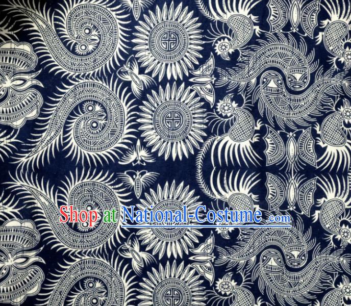 Asian Chinese Batik Fabric White Satin Classical Pattern Design Traditional Drapery Silk Material