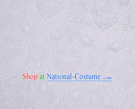 Asian Chinese Fabric Light Grey Satin Classical Loguat Pattern Design Brocade Traditional Drapery Silk Material