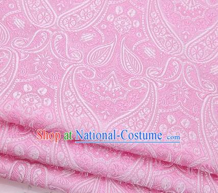 Asian Chinese Fabric Pink Satin Classical Loguat Pattern Design Brocade Traditional Drapery Silk Material