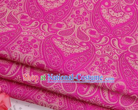 Asian Chinese Fabric Rosy Satin Classical Loguat Pattern Design Brocade Traditional Drapery Silk Material