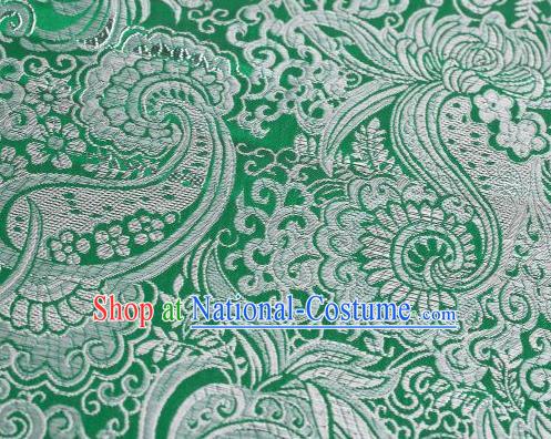 Asian Chinese Fabric Green Satin Classical Pattern Design Brocade Traditional Drapery Silk Material