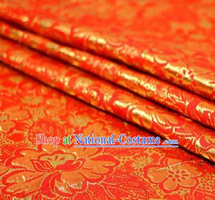 Asian Chinese Red Satin Fabric Classical Pattern Design Brocade Traditional Drapery Silk Material