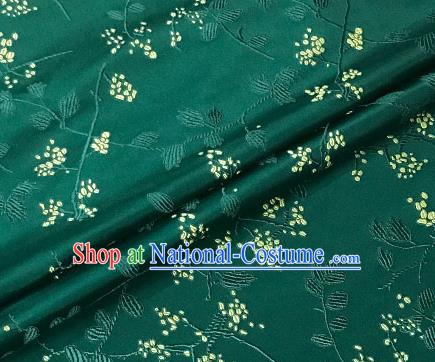 Asian Japanese Kimono Fabric Classical Pattern Design Deep Green Brocade Traditional Drapery Silk Material