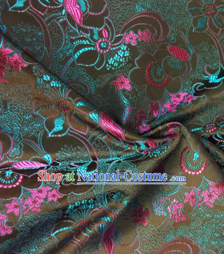 Chinese Classical Fish Lotus Pattern Design Satin Fabric Brocade Asian Traditional Drapery Silk Material