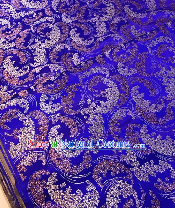 Chinese Tang Suit Royalblue Brocade Classical Wisteria Pattern Design Satin Fabric Asian Traditional Drapery Silk Material