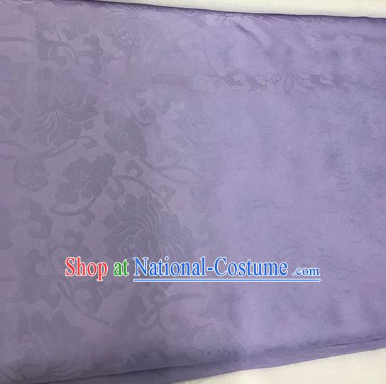 Chinese Tang Suit Purple Brocade Classical Lotus Pattern Design Satin Fabric Asian Traditional Drapery Silk Material