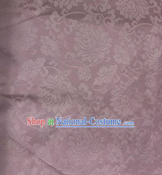 Chinese Tang Suit Lilac Brocade Classical Lotus Pattern Design Satin Fabric Asian Traditional Drapery Silk Material