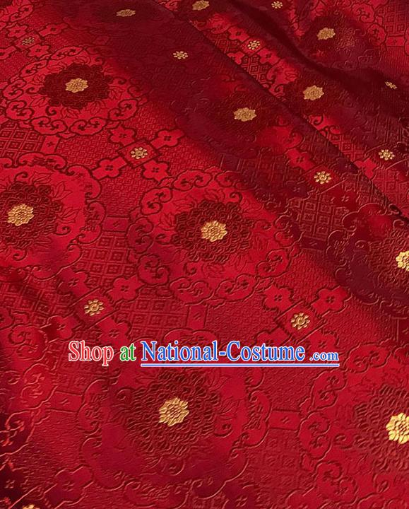 Chinese Tang Suit Purplish Red Brocade Classical Buddhism Lotus Pattern Design Satin Fabric Asian Traditional Drapery Silk Material