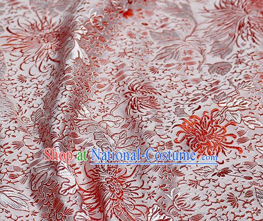 Chinese Classical Chrysanthemum Pattern Design Pink Satin Fabric Brocade Asian Traditional Drapery Silk Material