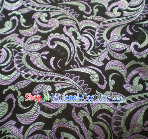 Chinese Classical Pattern Design Satin Fabric Tang Suit Black Brocade Asian Traditional Drapery Silk Material