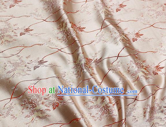 Chinese Classical Pattern Design Champagne Satin Fabric Brocade Asian Traditional Drapery Silk Material