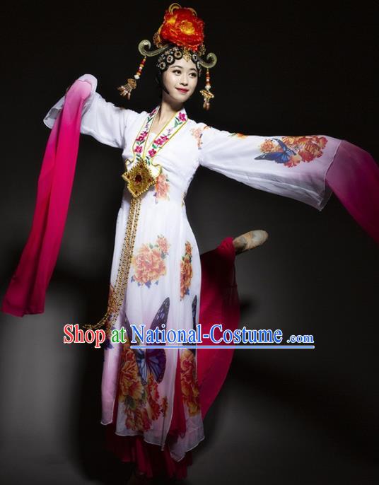 Chinese Traditional Dance White Dress Classical Dance Water Sleeve Beijing Opera Costume for Women