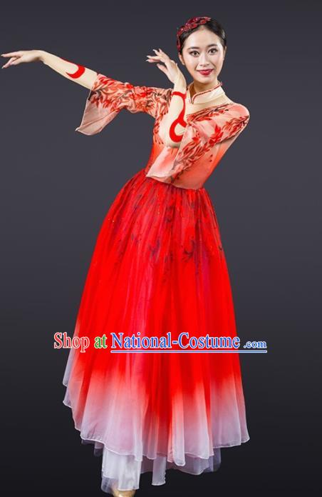 Chinese Traditional Dance Red Dress Classical Dance Stage Performance Costume for Women