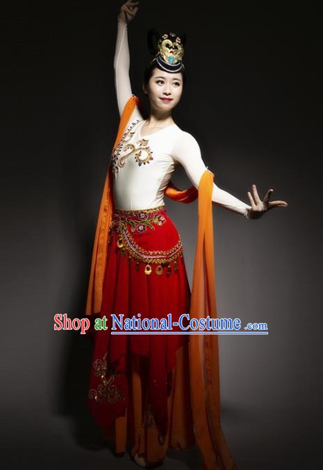 Chinese Traditional Dance Bichunmoo Red Dress Classical Dance Stage Performance Costume for Women