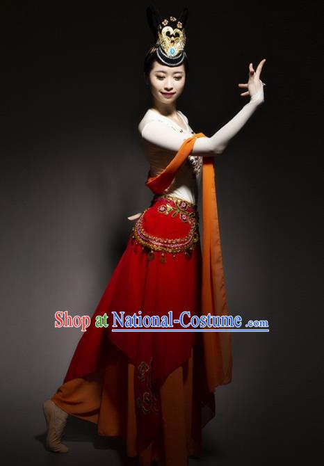 Chinese Traditional Dance Bichunmoo Red Dress Classical Dance Stage Performance Costume for Women