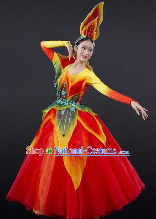 Chinese Spring Festival Gala Modern Dance Red Dress Opening Dance Stage Performance Costume for Women