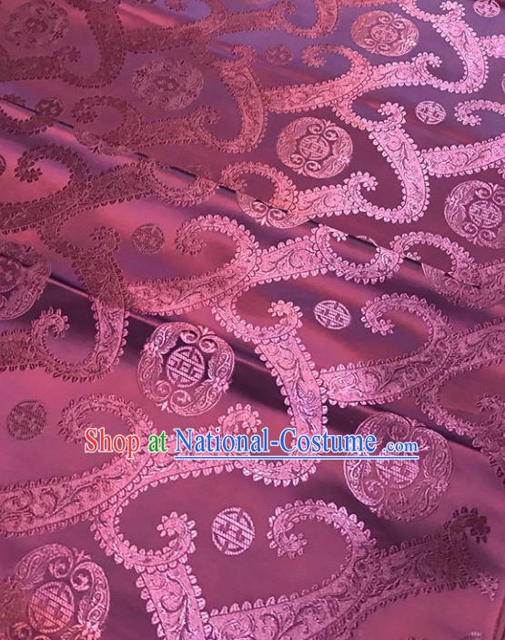 Chinese Tang Suit Purple Brocade Classical Twine Pattern Design Satin Fabric Asian Traditional Drapery Silk Material