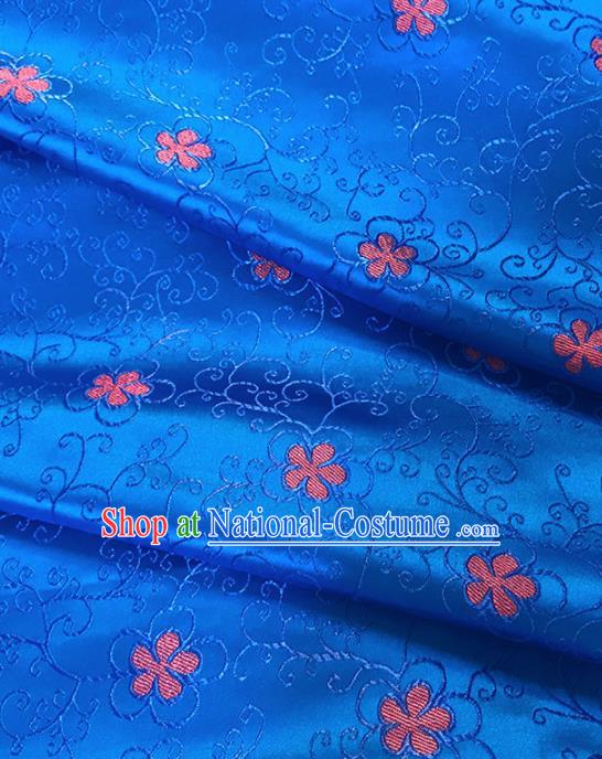 Chinese Classical Pattern Design Royalblue Satin Fabric Brocade Asian Traditional Drapery Silk Material