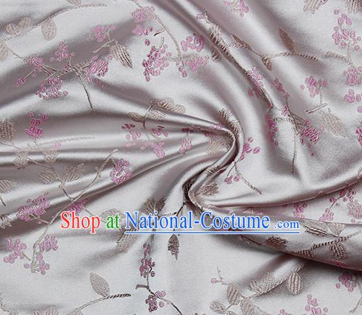 Chinese Classical Floral Pattern Design Grey Satin Fabric Brocade Asian Traditional Drapery Silk Material