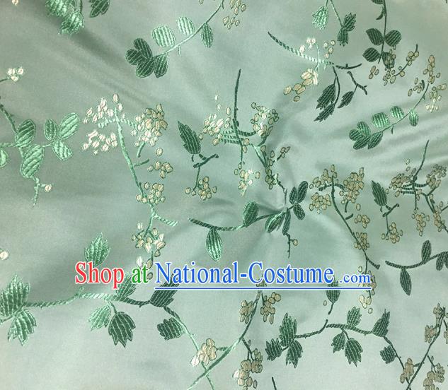 Chinese Classical Floral Pattern Design Green Satin Fabric Brocade Asian Traditional Drapery Silk Material