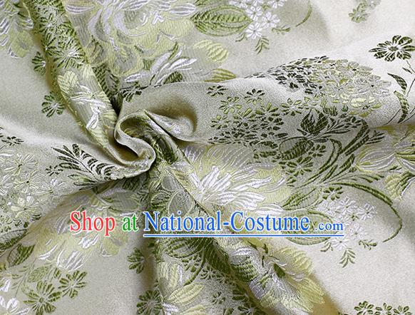 Chinese Classical Peony Pattern Design White Satin Fabric Brocade Asian Traditional Drapery Silk Material