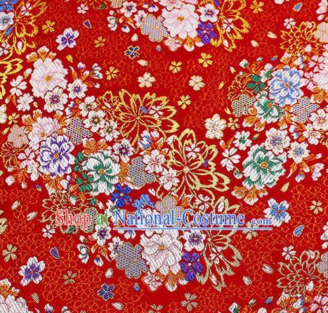 Chinese Classical Royal Pattern Design Red Satin Fabric Brocade Asian Traditional Drapery Silk Material