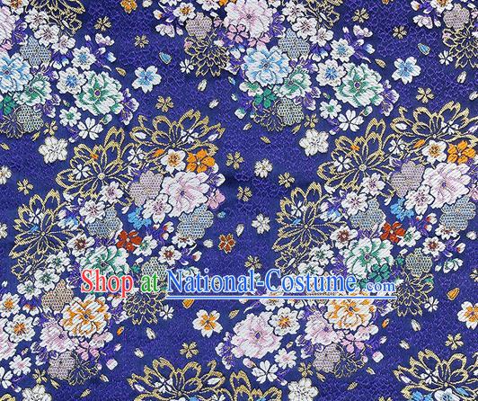 Chinese Classical Royal Pattern Design Royalblue Satin Fabric Brocade Asian Traditional Drapery Silk Material