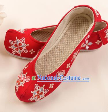 Asian Chinese Red Embroidered Shoes Wedding Shoes Traditional China Princess Shoes Hanfu Shoes for Women