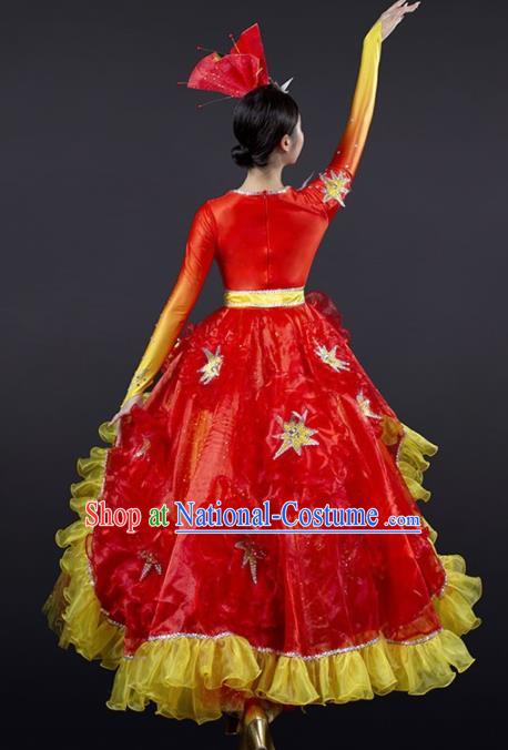 Chinese Spring Festival Gala Modern Dance Red Veil Dress Opening Dance Stage Performance Costume for Women