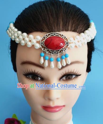 Chinese Traditional Mongol Nationality Hair Clasp Mongolian Ethnic Dance Headband Accessories for Women