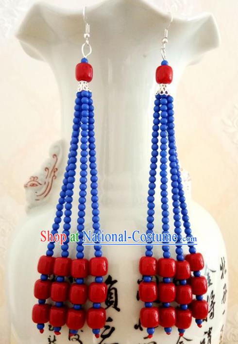 Chinese Traditional Mongol Nationality Earrings Mongolian Ethnic Ear Accessories for Women