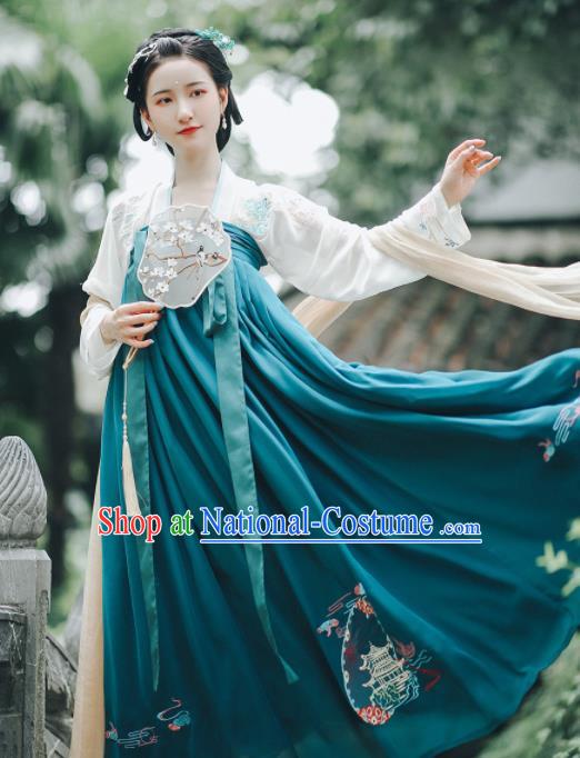 Asian Chinese Ancient Court Embroidered Hanfu Dress Traditional Tang Dynasty Royal Princess Historical Costume for Women