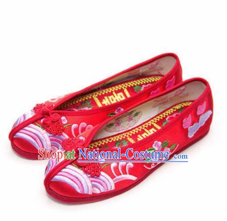 Chinese Traditional Opera Shoes Wedding Red Shoes Hanfu Princess Shoes Embroidered Shoes for Women