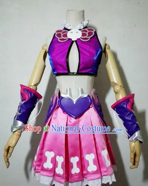 Chinese Traditional Cosplay Knight Costume Ancient Swordsman Rosy Dress for Women