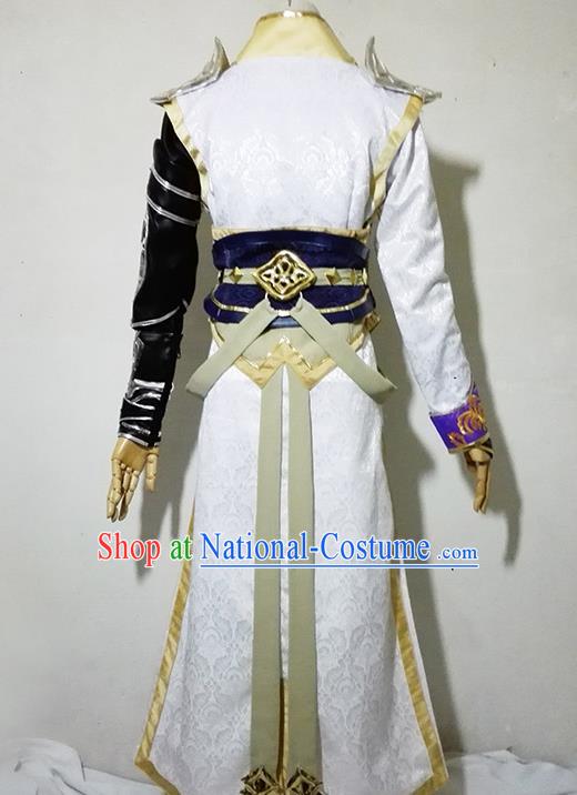 Chinese Traditional Cosplay Royal Highness White Costume Ancient Swordsman Hanfu Clothing for Men